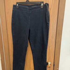 Talbots Stretch Side Zip Tapered Pull on Dark Wash Jeans-Size 8 Ankle